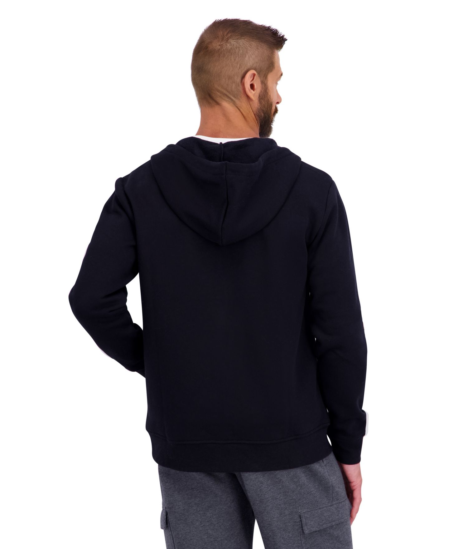 Мужское худи Reebok Regular-Fit Fleece Full-Zip, цвет: Чёрный — фото 3
