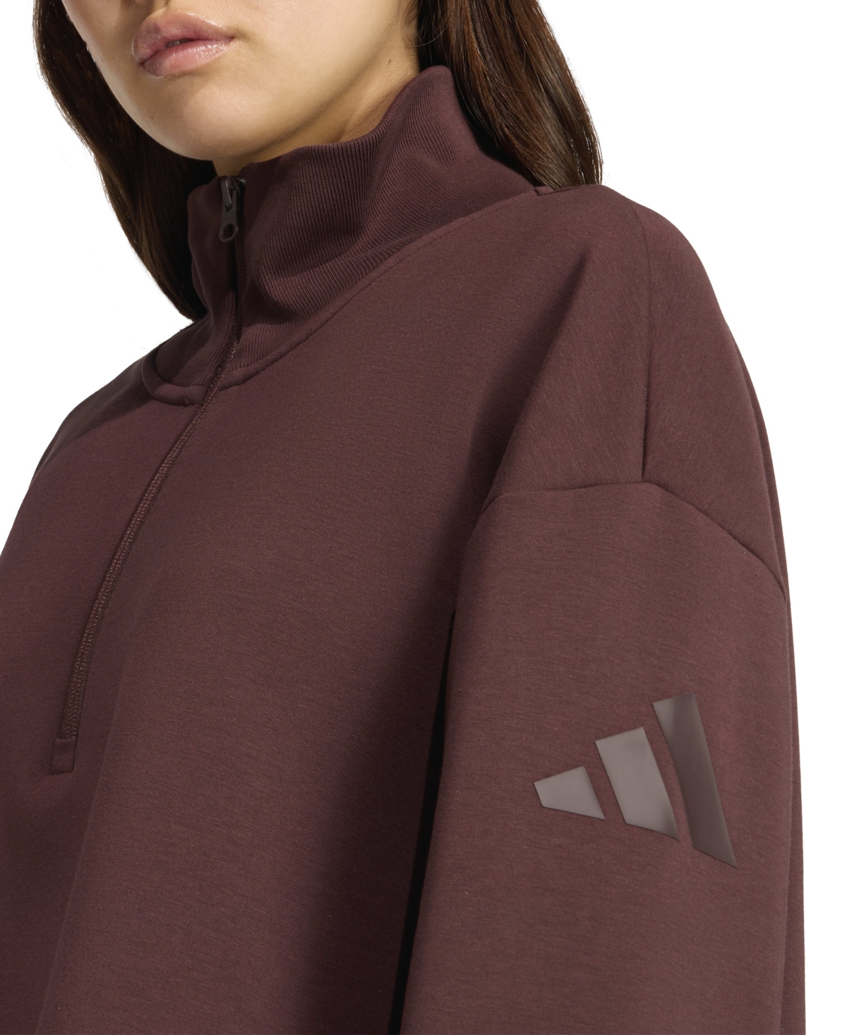 Adidas Originals Women's Open Hem Quarter Zip Sweatshirt In Brown