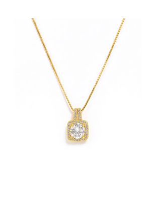 Elena Halo Pendant Necklace Gold & White Gold Plated