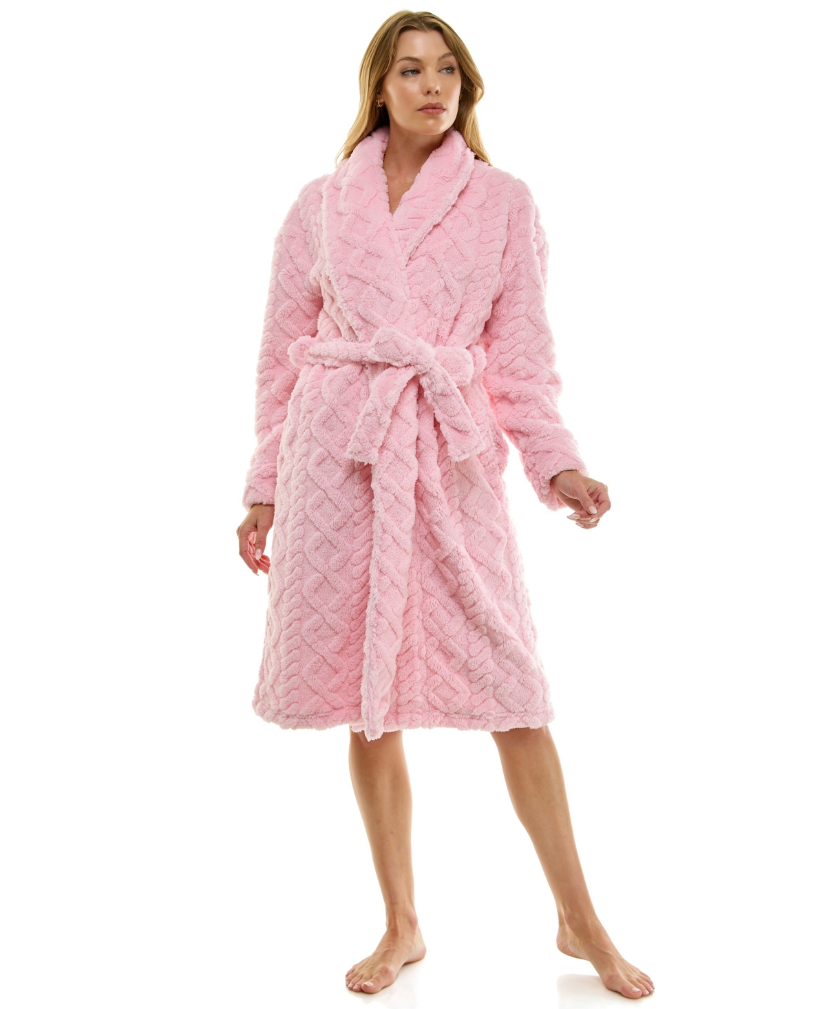 Roudelain Women's Textured Shawl Collar Robe