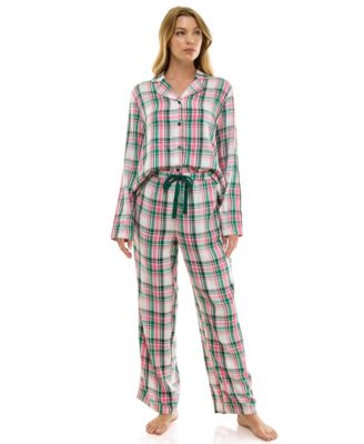 Women's 2-Piece Plaid Top and Pants Set