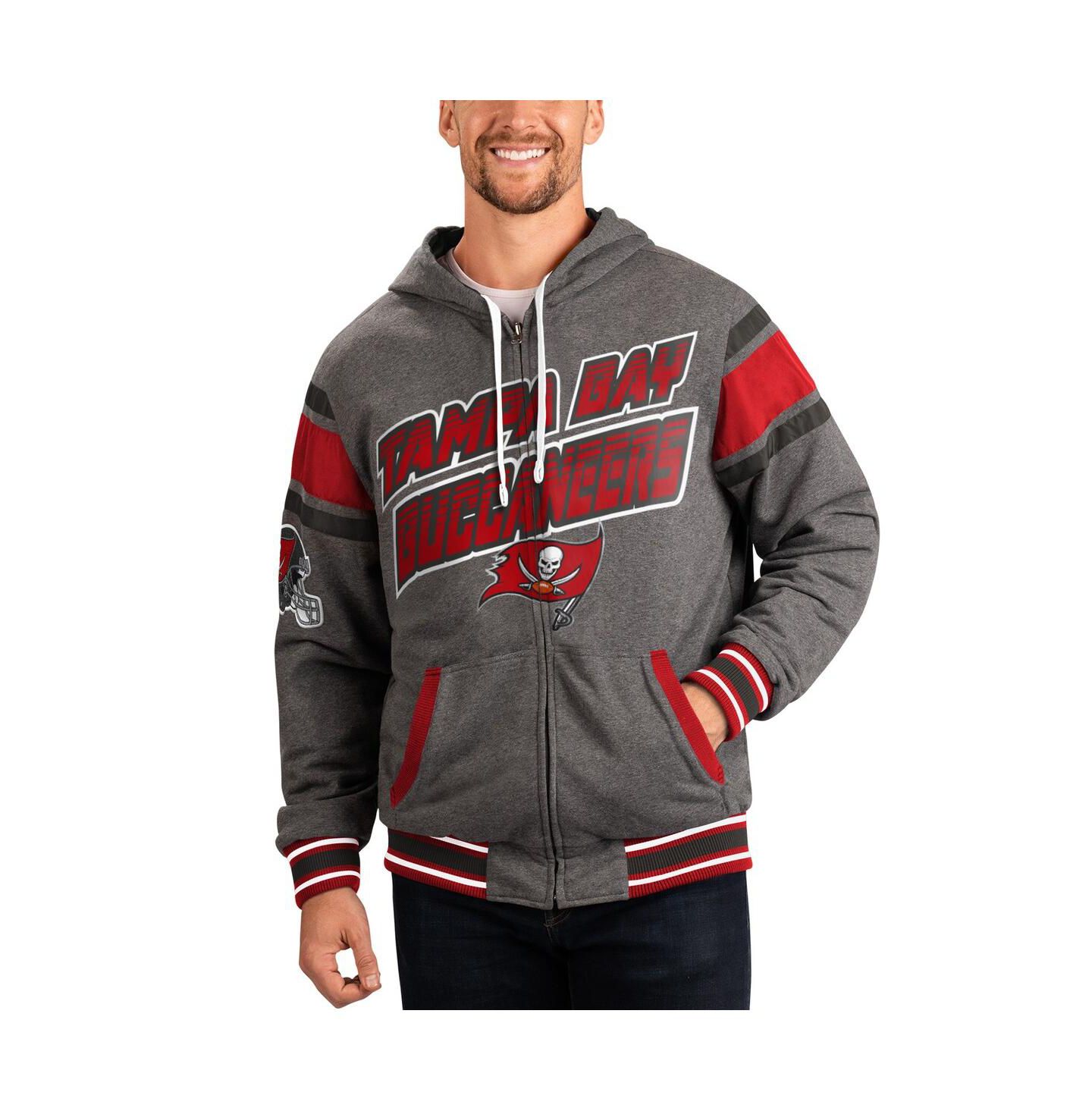 Мужская куртка G-III Sports by Carl Banks Red/Gray Tampa Bay Buccaneers Extreme Full Back Reversible Full-Zip — фото 1