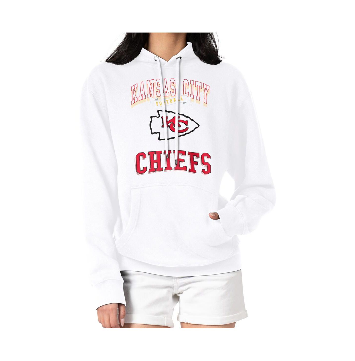 Женское худи G-III 4Her by Carl Banks White Kansas City Chiefs Team Logo Graphic Fleece Tri-Blend Pullover — фото 4