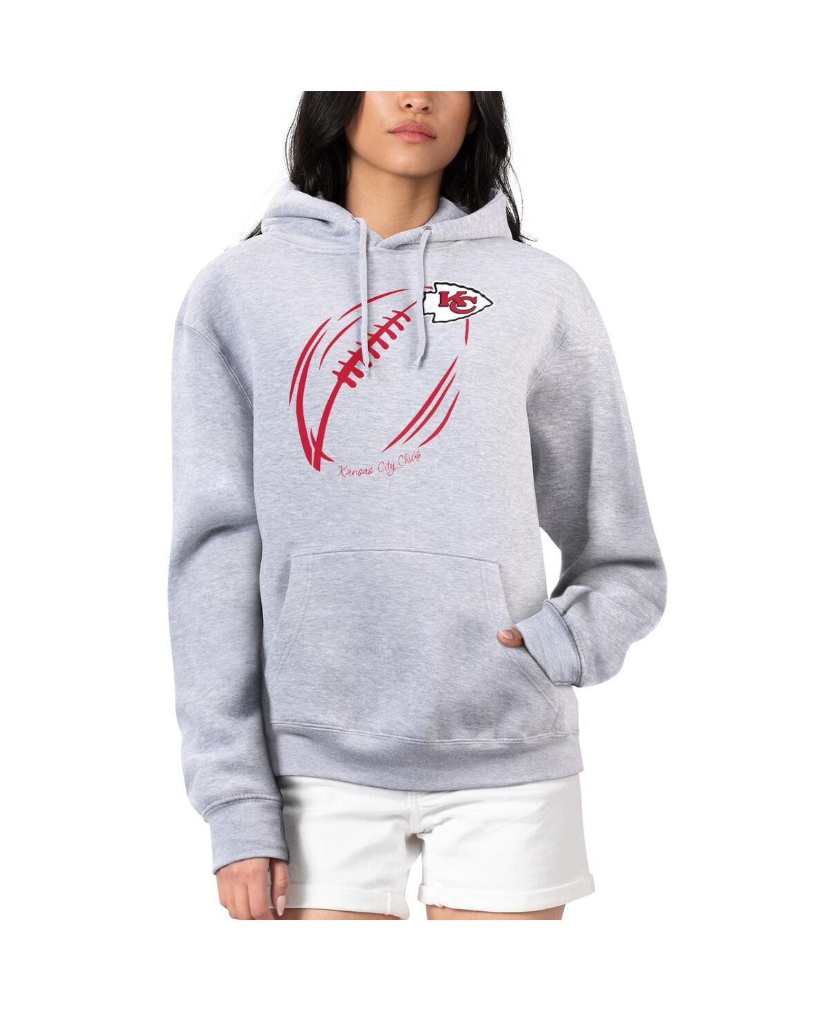 G-iii 4her By Carl Banks Women's Heather Gray Kansas City Chiefs Football Logo Fleece Tri-blend Pullover Hoodie