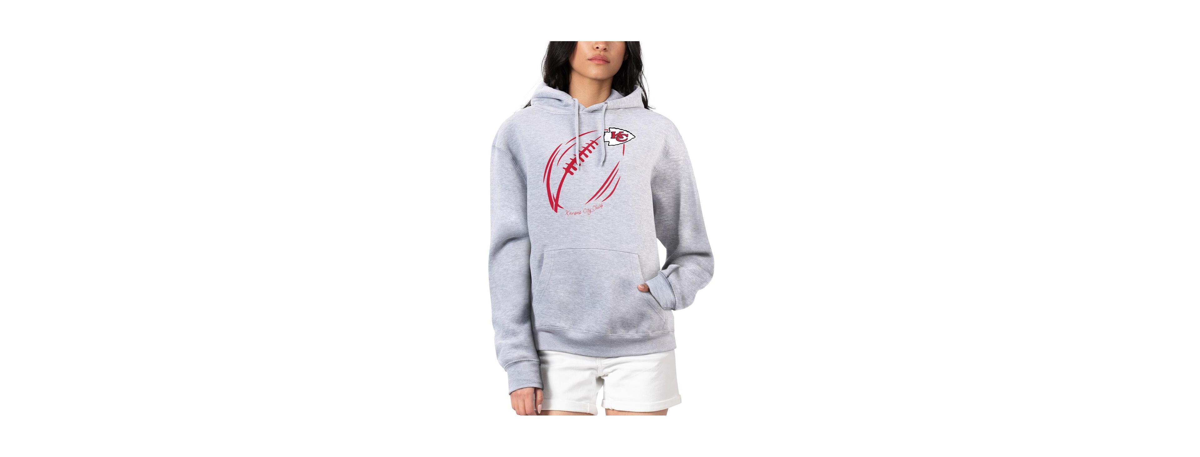 G-iii 4Her by Carl Banks Women's Heather Gray Kansas City Chiefs Football Logo Fleece Tri-Blend Pullover Hoodie