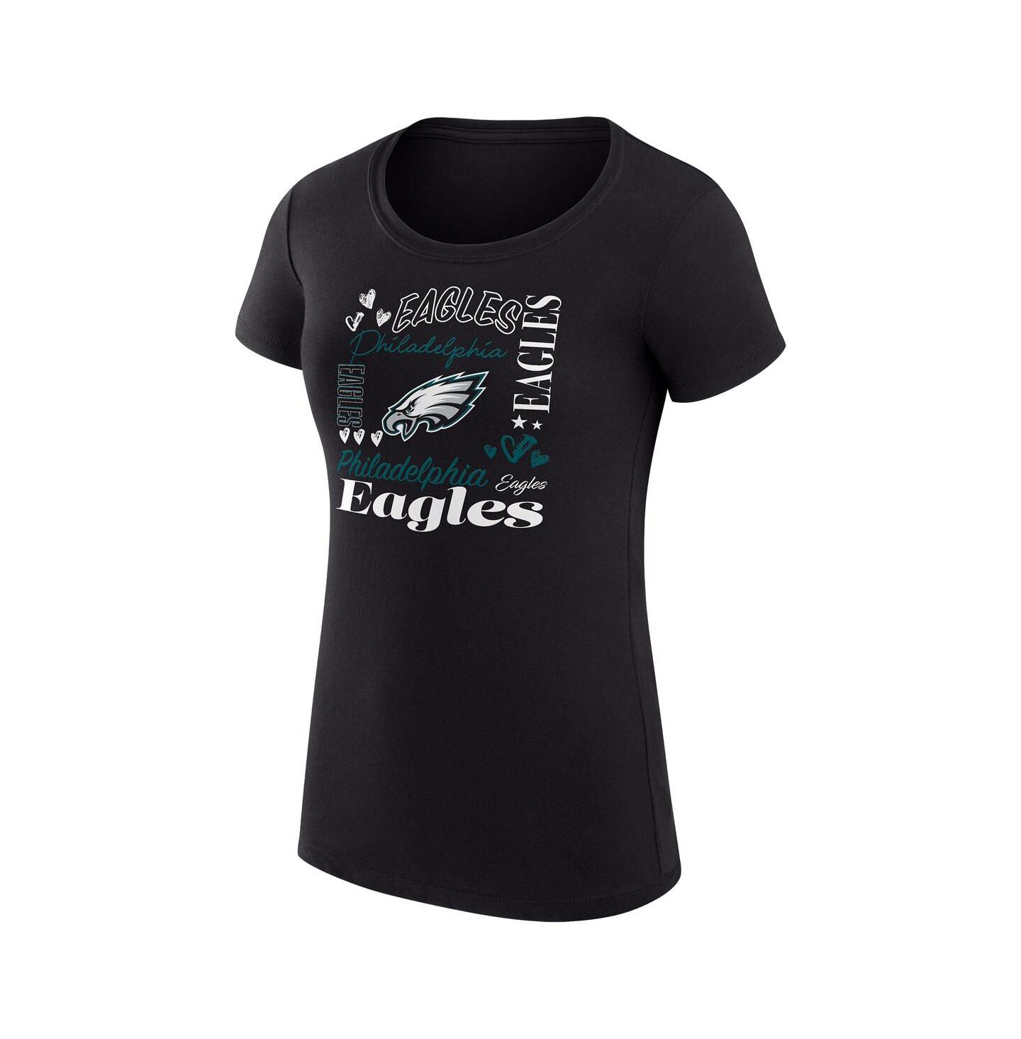Женская футболка G-III 4Her by Carl Banks Black Philadelphia Eagles Super-Slim Fit Lightweight Collage Team — фото 2