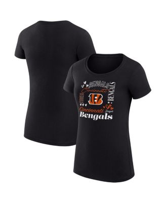 G-III 4Her by Carl Banks - Women's Black Cincinnati Bengals Super-Slim Fit Lightweight Collage Team T-Shirt