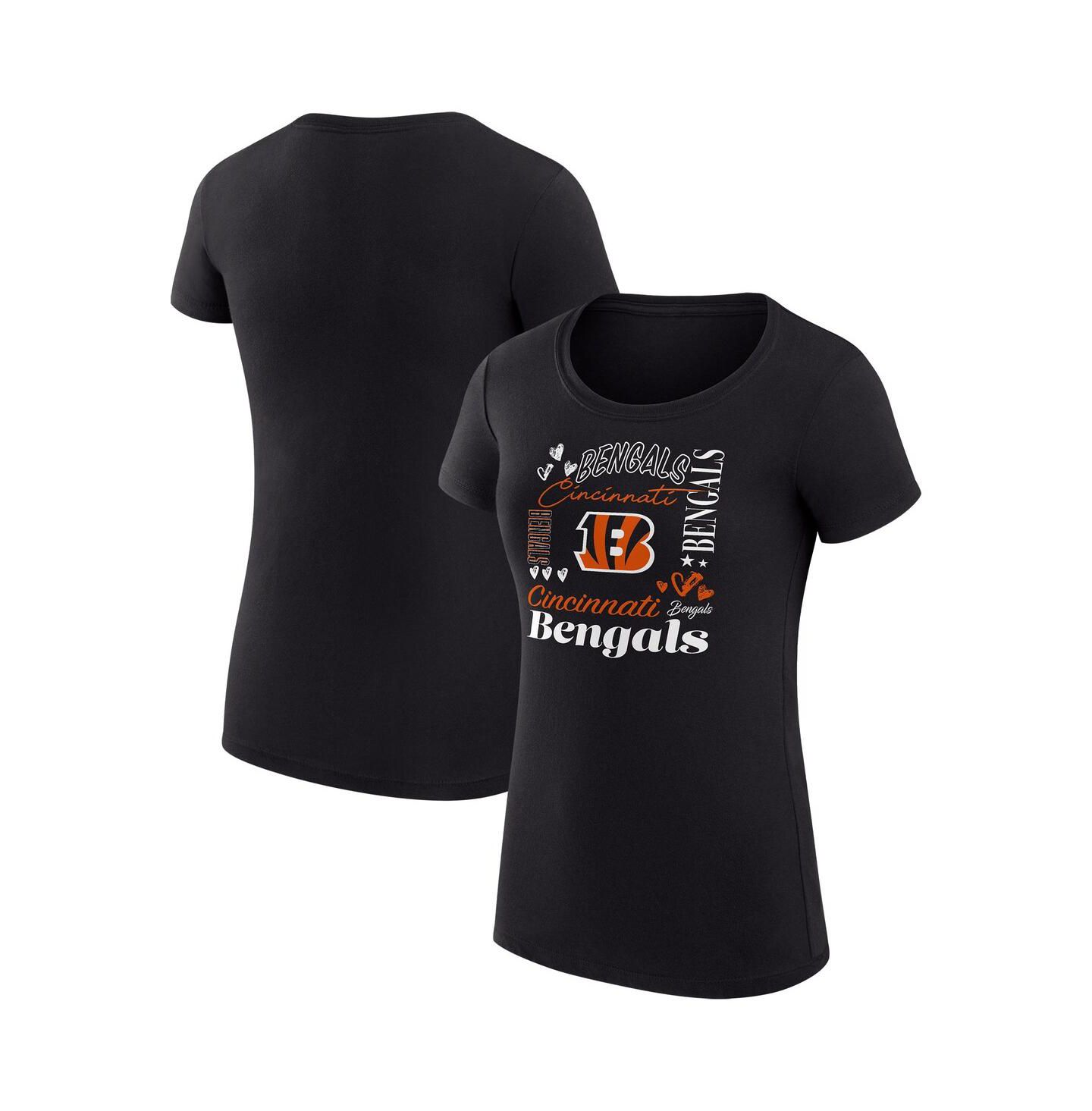 Женская футболка G-III 4Her by Carl Banks Black Cincinnati Bengals Super-Slim Fit Lightweight Collage Team — фото 1
