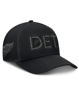 Men's Black Detroit Red Wings Authentic Pro Road Team Code Trucker Adjustable Hat