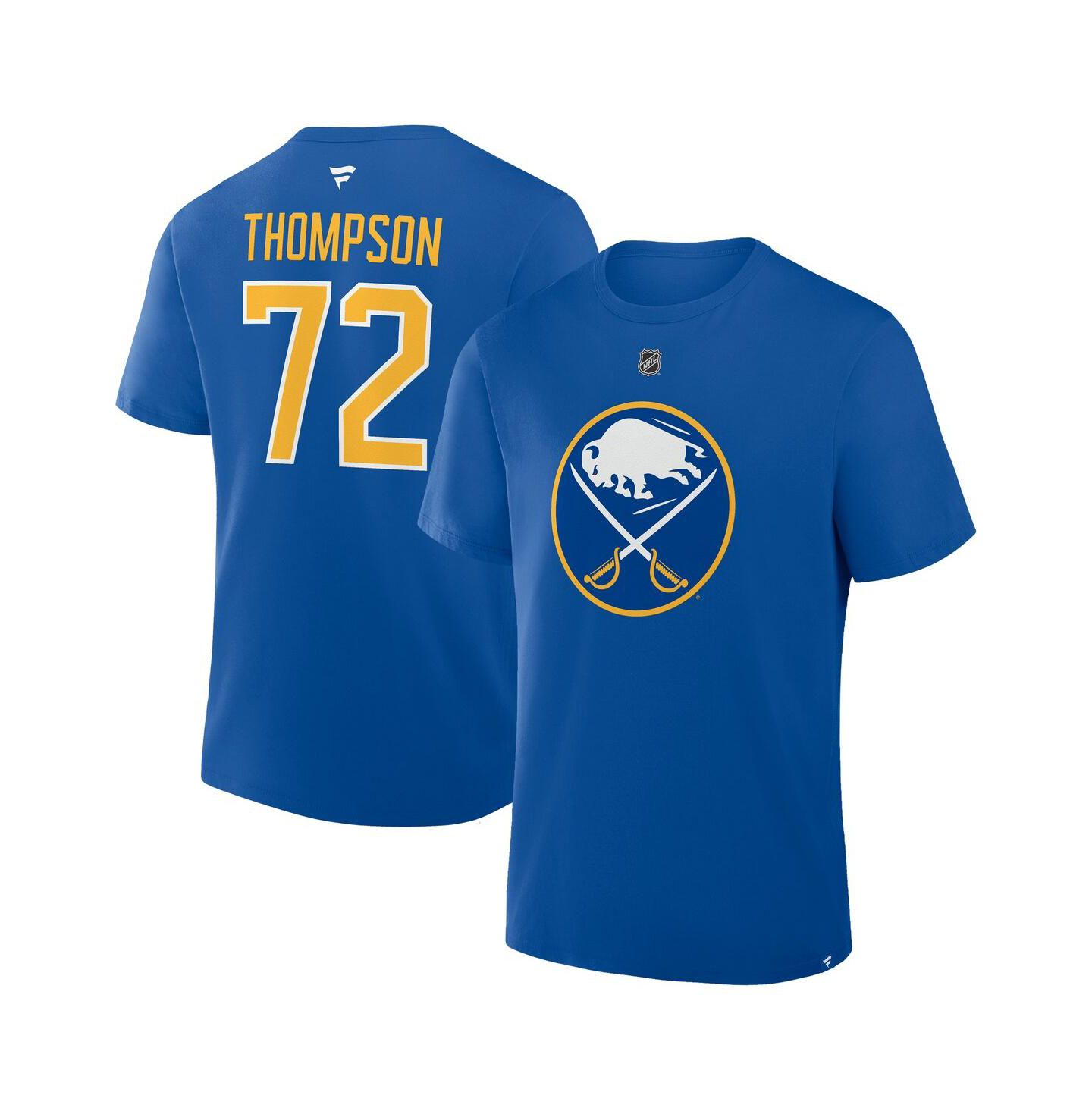 Мужская футболка Fanatics Tage Thompson Royal Buffalo Sabres Authentic Stack Name & Number — фото 1