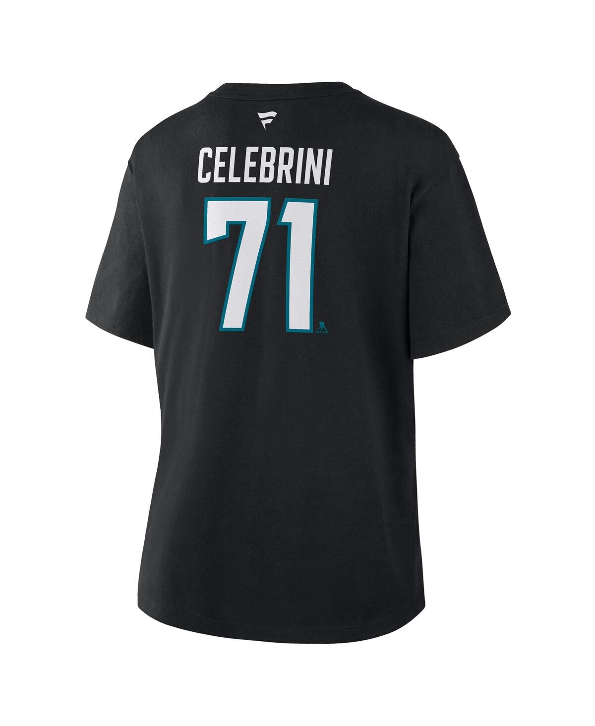 Fanatics Women's Macklin Celebrini Black San Jose Sharks Authentic Stack Name Number T-shirt In Black