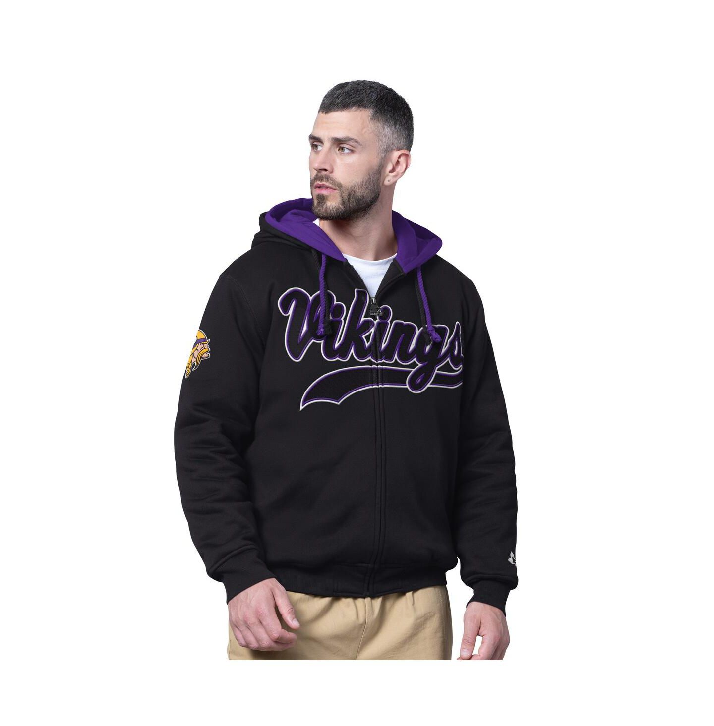 Мужское худи Starter Black Minnesota Vikings Big Shot Full-Zip Double — фото 1
