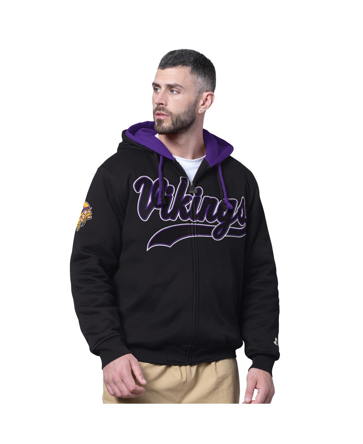 Starter Men's Black Minnesota Vikings Big Shot Full-Zip Double Hoodie