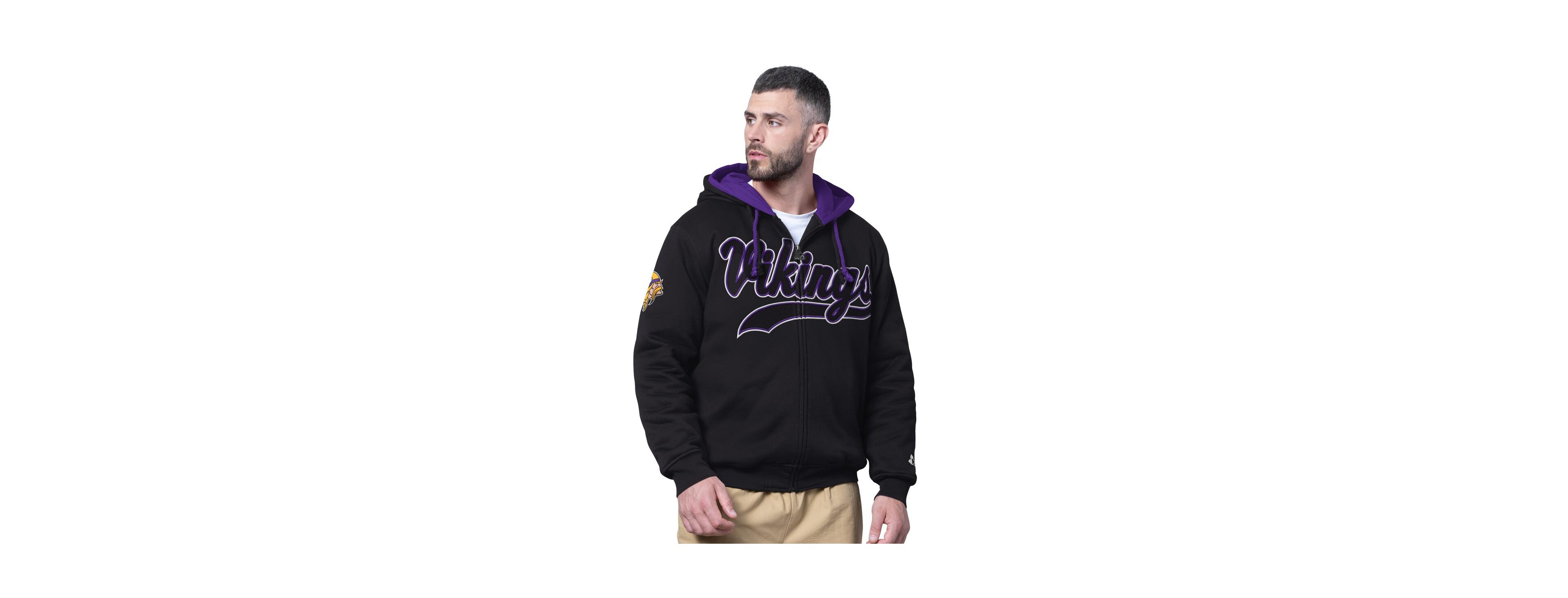 Starter Men's Black Minnesota Vikings Big Shot Full-Zip Double Hoodie