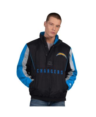 Starter - Men's Black Los Angeles Chargers Thursday Night Gridiron Half-Zip Jacket