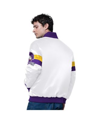 Men's White Minnesota Vikings Triple Option Satin Varsity Full-Snap Jacket