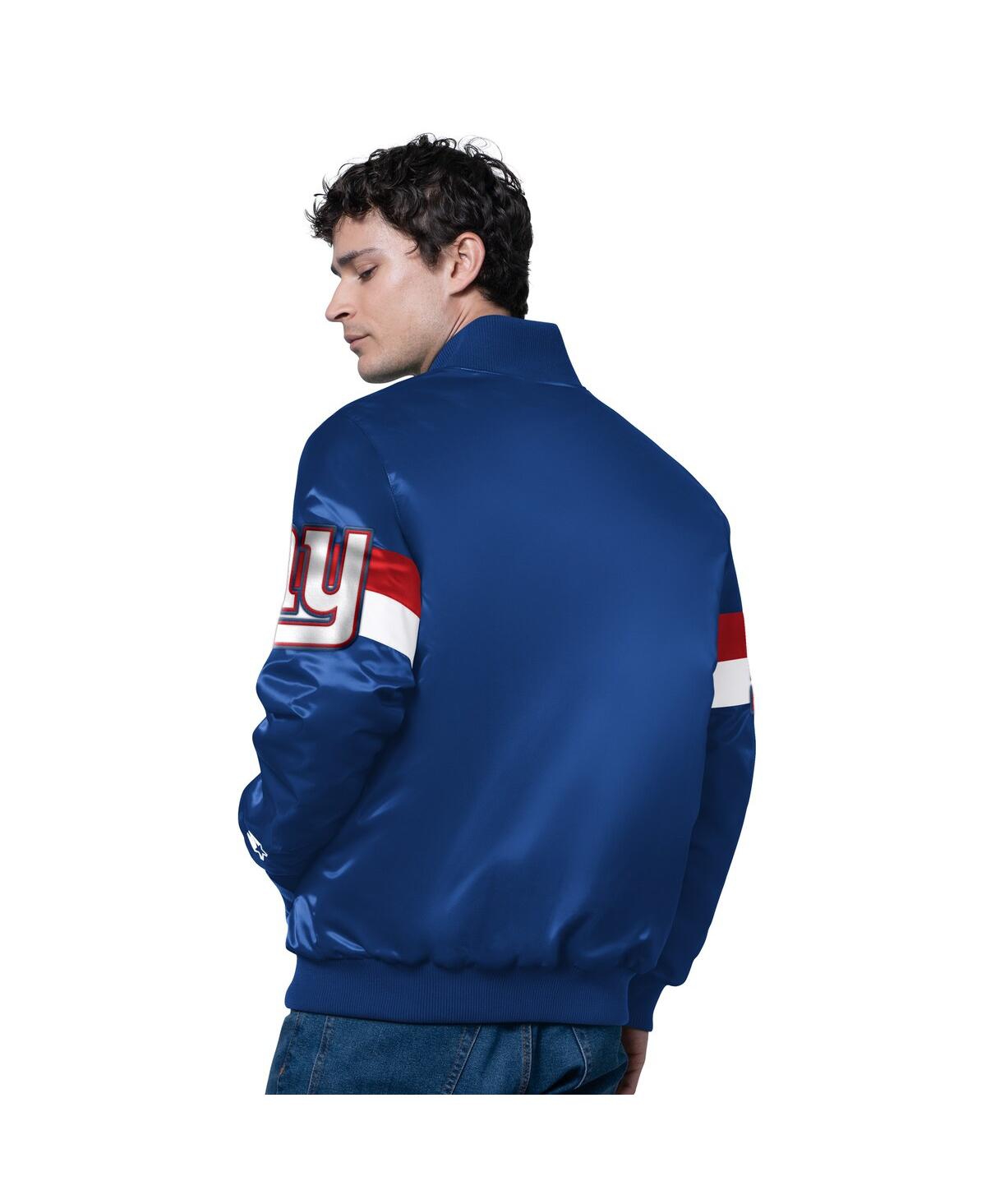 Starter Men's Royal New York Giants Triple Option Satin Varsity Full-snap Jacket In Blue