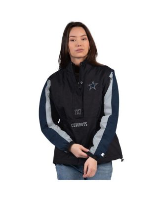 Starter - Women's Black/Navy Dallas Cowboys Thursday Night Gridiron Half-Zip Jacket