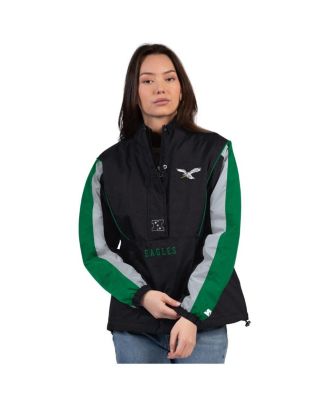 Starter - Women's Black/Kelly Green Philadelphia Eagles Thursday Night Gridiron Half-Zip Jacket