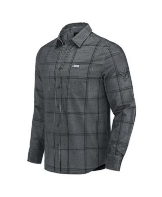 Men's Darius Rucker Collection by Gray Detroit Lions Micro Corduroy Plaid Button Up Shirt