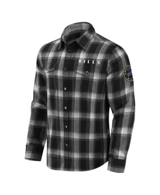 Men's Darius Rucker Collection by Black Buffalo Bills Flannel Plaid Full-Snap Shirt