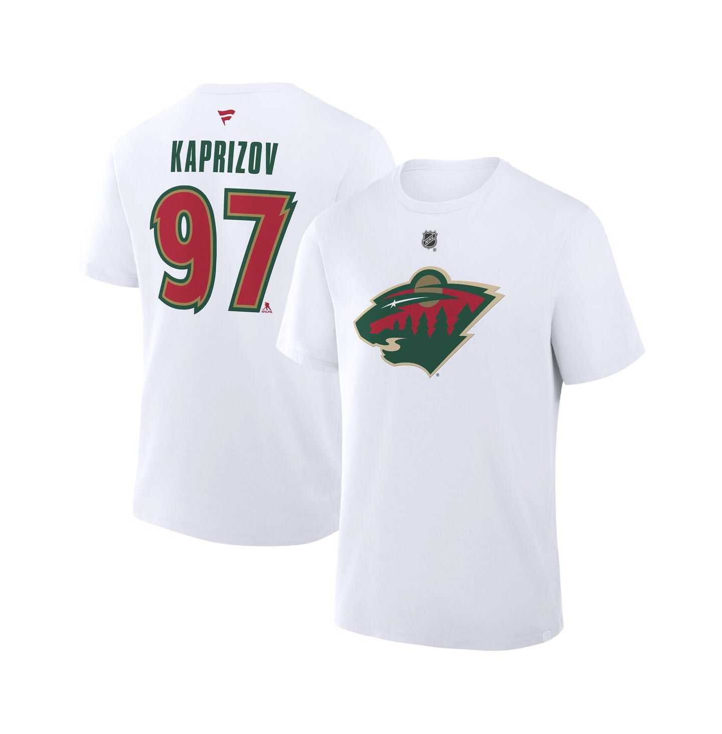 Мужская футболка Fanatics Kirill Kaprizov White Minnesota Wild 25th Anniversary Alternate Authentic Stack Name & Number — фото 1