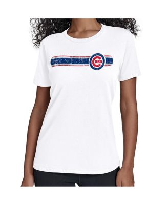 Starter - Women's White Chicago Cubs Team Stripe T-Shirt