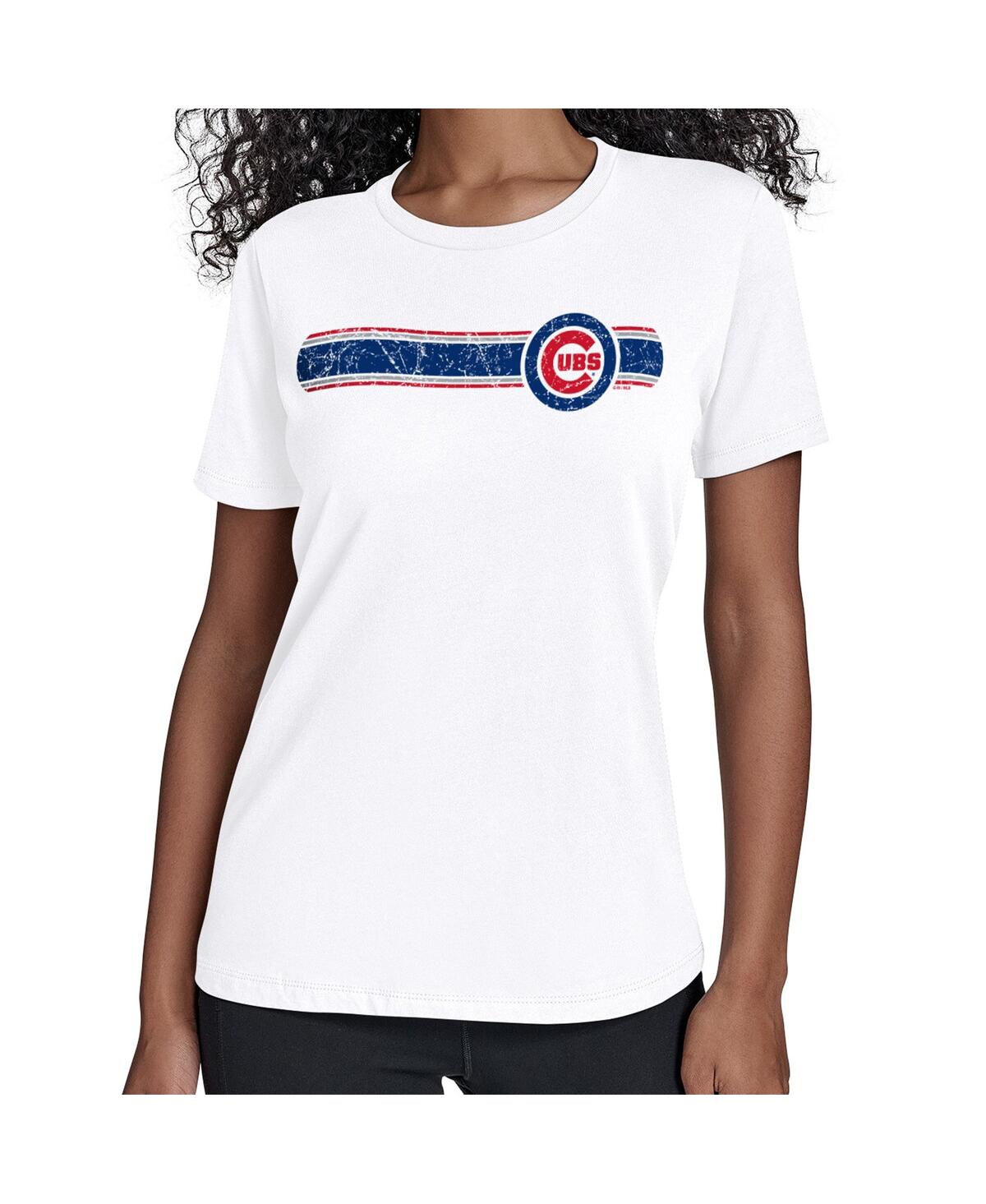 Starter Women's White Chicago Cubs Team Stripe T-shirt In White