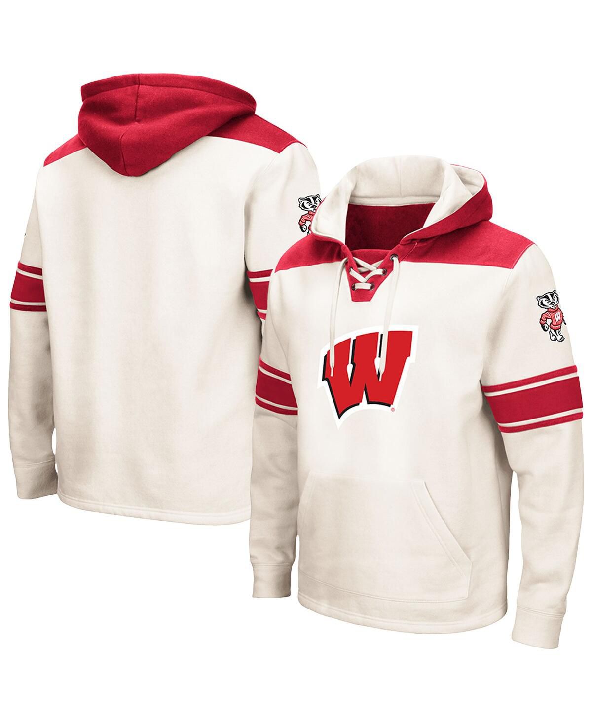 Мужская кремовая толстовка Wisconsin Badgers 2.0 на шнуровке