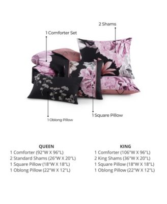 Midnight Meadow Bedding 100% Cotton 5 Piece Queen Size Reversible Comforter Set
