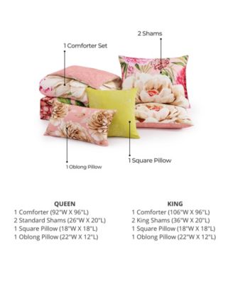 Spring Forever Bedding Cotton Sateen Reversible 5 Piece Comforter Set, Queen Size