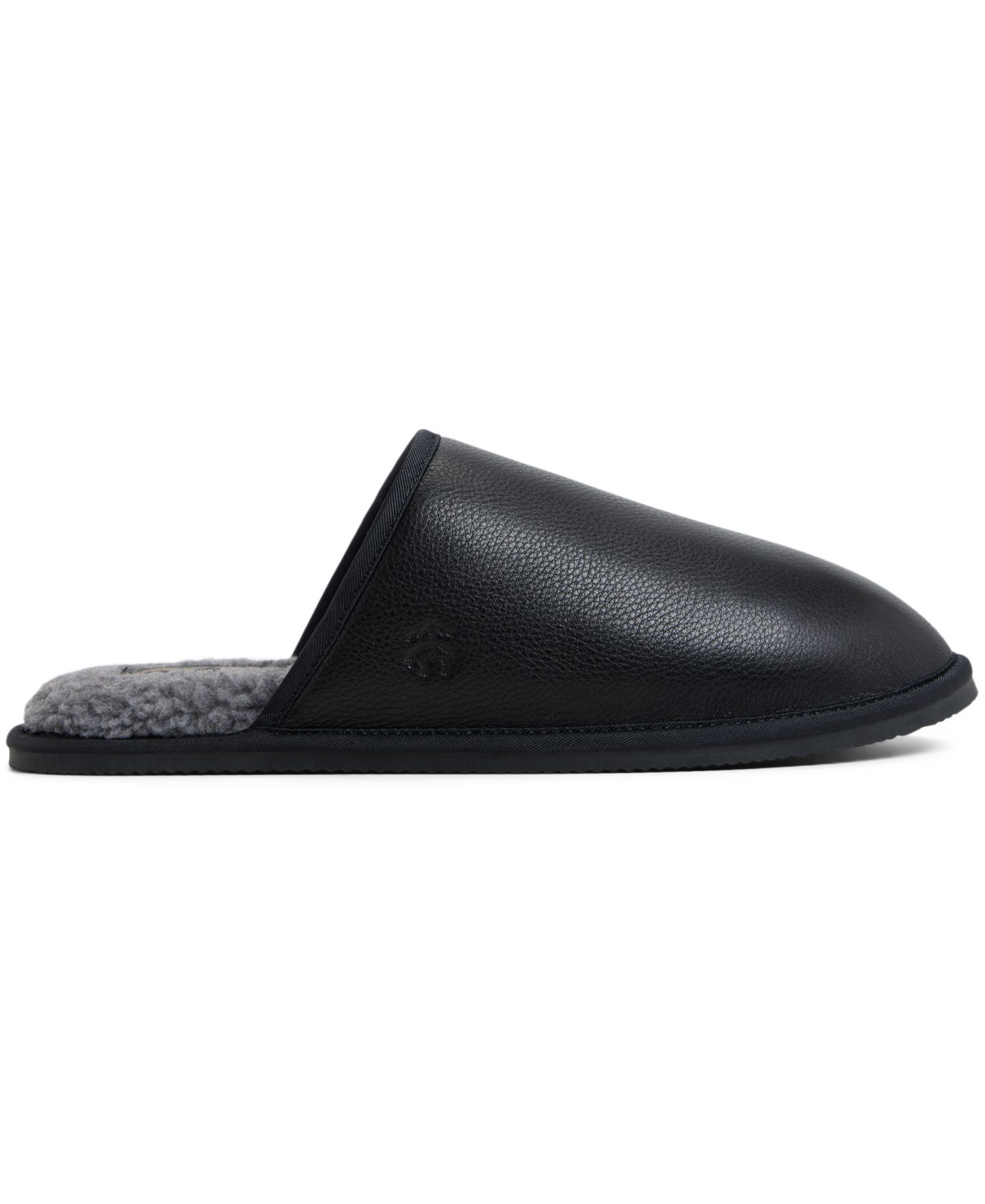 Мужские тапочки Brooks Brothers Round Toe Leather Slippers, цвет: Чёрный — фото 2