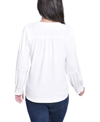 Petite Long Sleeve Studded Top