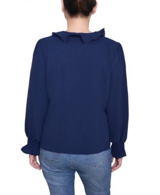 Petite Short sleeve Ruffle Front Top