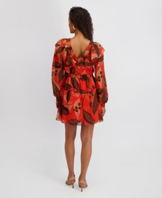 Women's Long-Sleeve V-Neck Dress