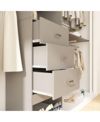 96-Inch Closet Organizer System with 3 Wood Drawers, Shelving Towers and Hanging Rods, 8-Foot Closet System with Doors