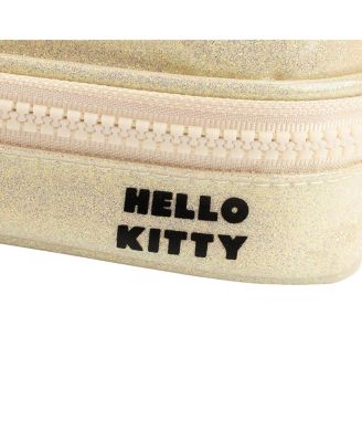 Character Face White Glitter 6" Cosmetic Pouch