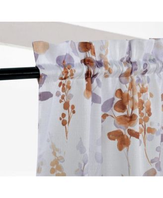 Watercolor Floral Lillies Complete 3 Piece Rod Pocket Kitchen Curtain Tier & Valance Set - Spice