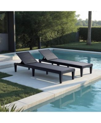 2-Person Outdoor Chaise Lounge Set - Black