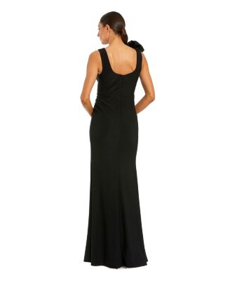 Women's Elegant Beaded Scoop Neck Jersey with 3D Flower Gown