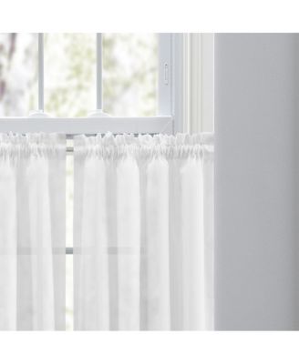 Shadow Stripe 1.5" Rod Pocket Tailored Tier Pair for Windows 80" x 25" White