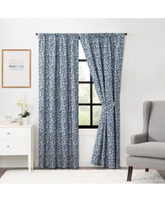 Sea Tumble Window Treatment 3" Rod Pocket 100% Cotton Curtain Panels Pairs 100" x 63" Navy