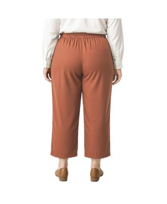 Plus Size High Waist Wide Leg Pull-On Pants