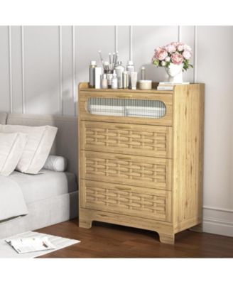 Wood Storage Cabinet with 4 Drawers