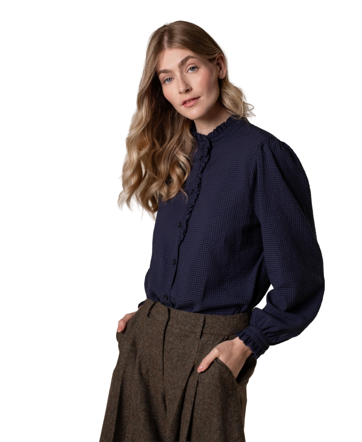 Celtic & Co. Women's Textured Frill Collar Blouse