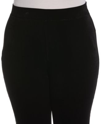 Plus Size High Waist Velvet Pull On Boot Cut Pants