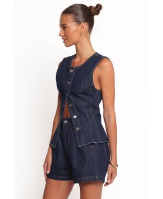 Women's Nylah Pleated Denim Short - Mid Denim