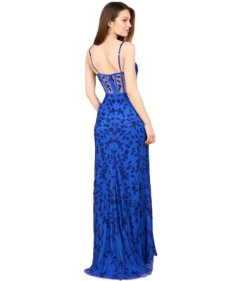 Women's Beaded Corset Gown with Slit