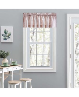 Plaza Classic Ticking Stripe Printed on Natural Ground 1.5" Rod Pocket Tailored Valance 58" x 15" Brick