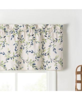 Ellis Vintage Stylish Medium Scale Printed Vine Pattern 1.5" Rod Pocket Tailored Valance 58"x15" Azure